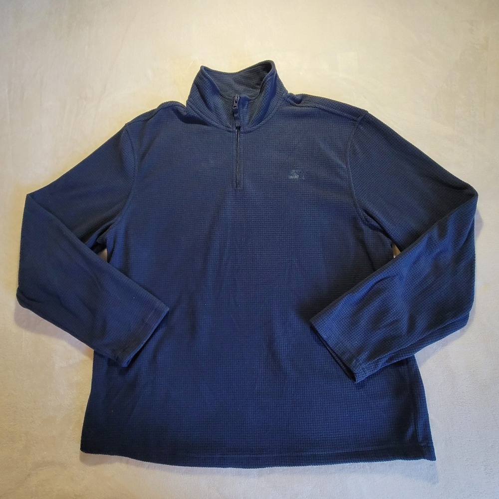 Starter‎ Quarter Zip Pullover Mens Large Navy Blue Grid Fleece Activewear